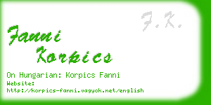 fanni korpics business card